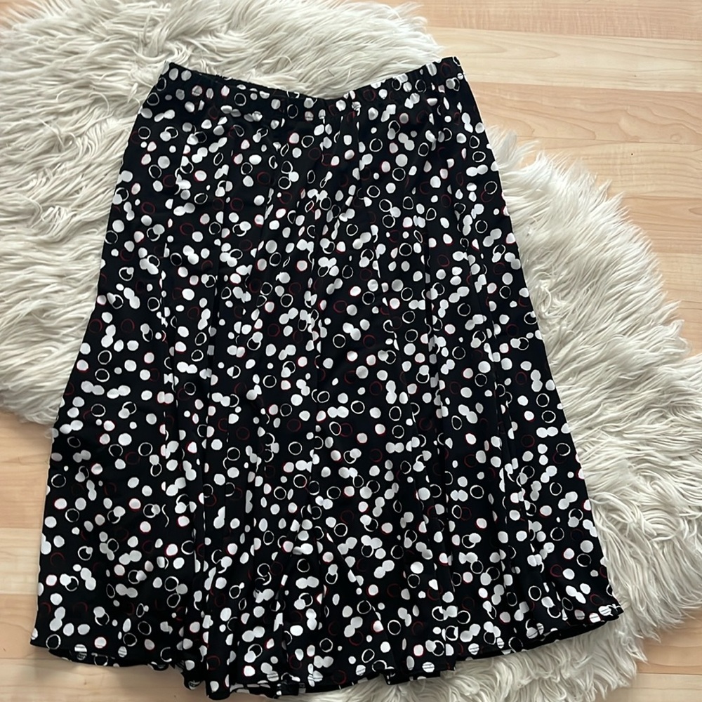 Chicos Black Polka Dot Pull On Skirt 2 ( 10)